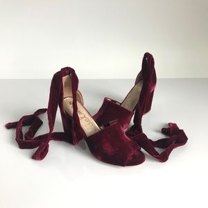 Sam Edelman Velvet Ankle Tie Heels